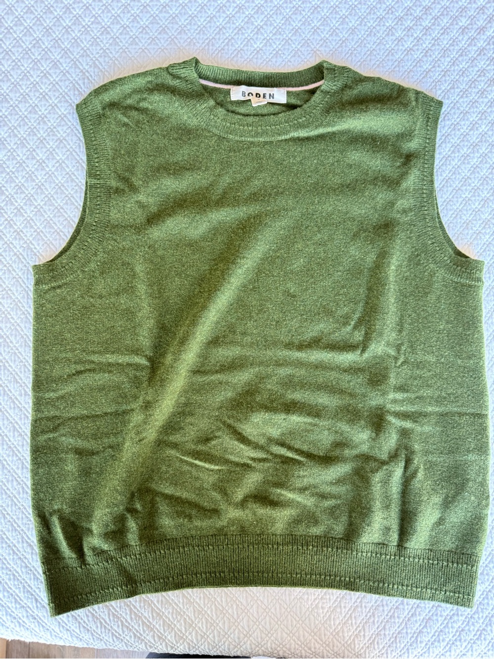 Boden Green Knit Sleeveless Cashmere Sweater Vest